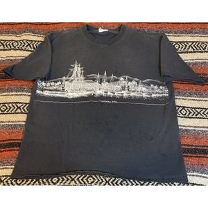 Vintage Lahaina Maui Hawaii Black Single Stitch Graphic Tshirt, Sz XL Runs Small